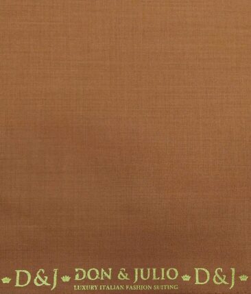 Don & Julio Men's Bronze Orange Terry Rayon Solid Satin Weave Unstitched Suiting Fabric - 3.75 Meter