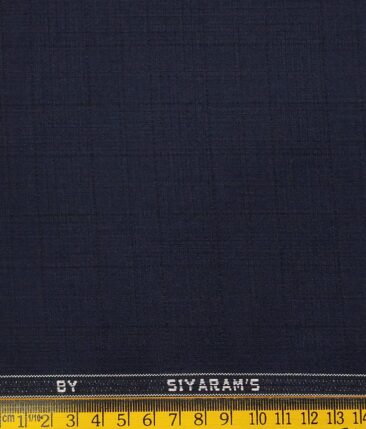 Siyaram's Men's Dark Navy Blue Self Checks Poly Viscose Trouser Fabric With Soktas Sky Blue Checks Cotton Shirt Fabric (Unstitched Combo)
