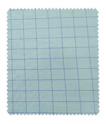 Donear Men's Blue Checks Terry Rayon Unstitched Suiting Fabric (Light Arctic Blue)
