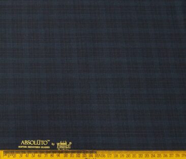 Absoluto Men's Terry Rayon Unstitched Self Checks Suiting Fabric (Dark Blue)