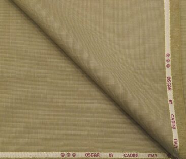 Cadini Men's Wool Super 140s Unstitched 3.25 Meter Structured Suit Fabric (Beige)