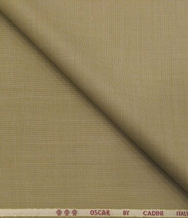 Cadini Men's Wool Super 140s Unstitched 3.25 Meter Structured Suit Fabric (Beige)