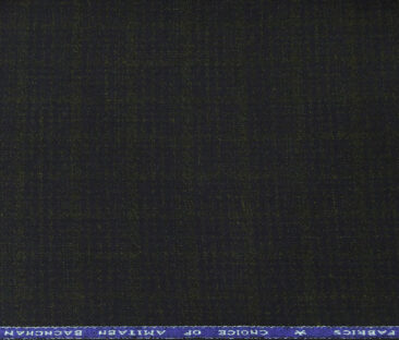OCM Men's Wool Green Checks 2 Meter Unstitched Tweed Jacketing & Blazer Fabric (Dark Blue)