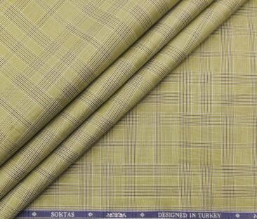 Soktas Men's Giza Cotton Checks 1.60 Meter Unstitched Shirt Fabric (Fawn Beige)