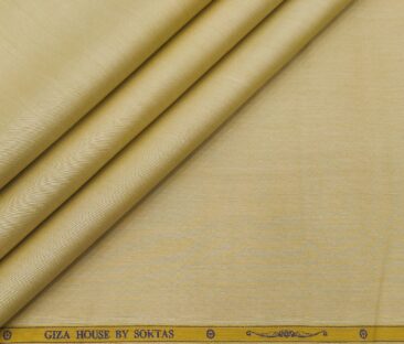 Soktas Men's Giza Cotton Solid Satin 1.60 Meter Unstitched Shirt Fabric (Biscotti Beige)