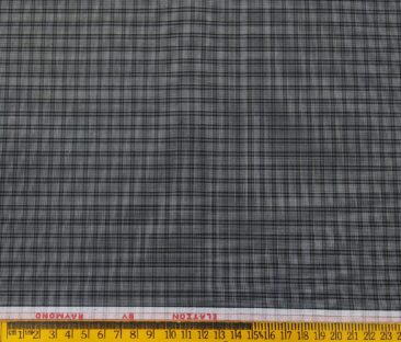 Raymond Men's Poly Cotton Checks 1.80 Meter Unstitched Shirt Fabric (Black)