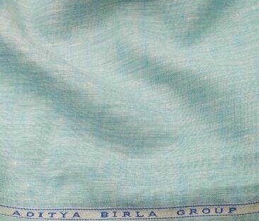 Linen Club Men's Linen Self Design 2.25 Meter Unstitched Shirting Fabric (Arctic Blue)