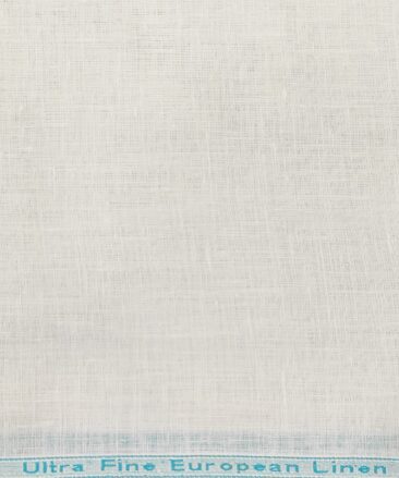 Linen Club Men's Linen 100 LEA Solid Unstitched Shirting Fabric (Milky White)