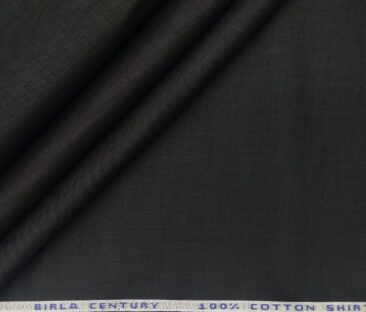 Birla Century Men's Cotton Solid 3.50 Meter Unstitched Shirting Fabric (Black)