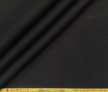 Nemesis Men's Giza Cotton Structured Unstitched Shirting Fabric (Black)