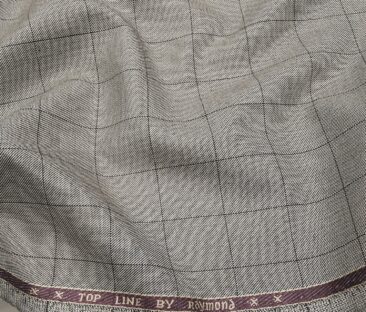 Raymond Men's Poly Viscose Unstitched Structured Cum Black Checks Suiting Fabric (Light Grey)