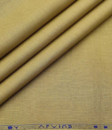 Arvind Men's Cotton Linen Self Design Unstitched Shirt Fabric (Sand Castle Beige)