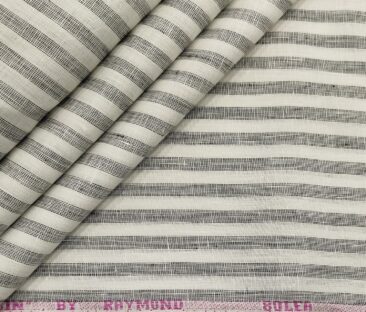 Raymond Men's Linen Striped Unstitched Shirt Fabric (White)