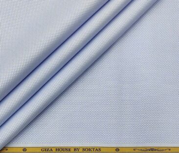Soktas Men's Cotton Structured 1.60 Meter Unstitched Shirt Fabric (Sky Blue)
