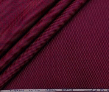 Solino Men's Cotton Structured 1.60 Meter Unstitched Shirt Fabric (Red)