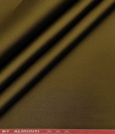 Almonti Men's Cotton Solids 1.30 Meter Unstitched Trouser Fabric (Dark Khakhi Brown)