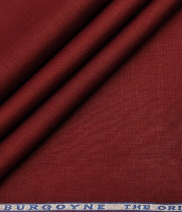 Burgoyne Men's Linen Solids Unstitched Shirting Fabric (Dark Maroon)