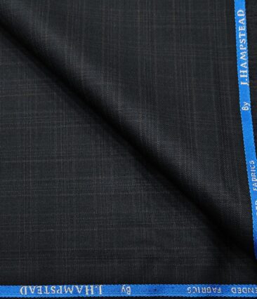 J.Hampstead Men's Polyester Viscose Checks Unstitched Suiting Fabric (Dark Blue)