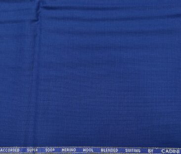 Cadini Italy Men's Wool Structured  Super 100's Unstitched Trouser or Modi Jacket Fabric (Royal Blue