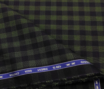 Tessitura Monti Men's Giza Cotton Checks  Unstitched Shirting Fabric (Dark Blue & Green)