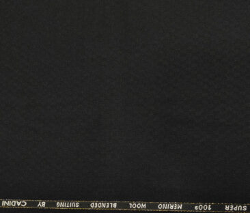 Cadini Men's Wool Jacquard Super 100's Unstitched Suiting Fabric (Black)