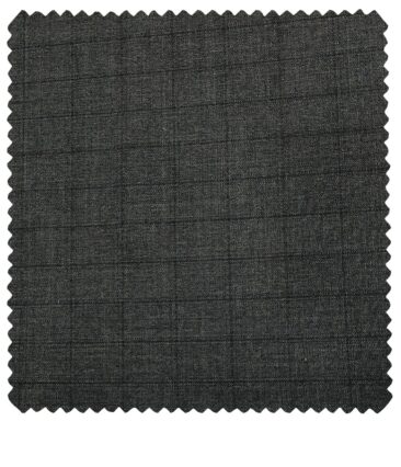 Cadini Men's Wool Checks Super 100's Unstitched Suiting Fabric (Dark Worsted Grey)