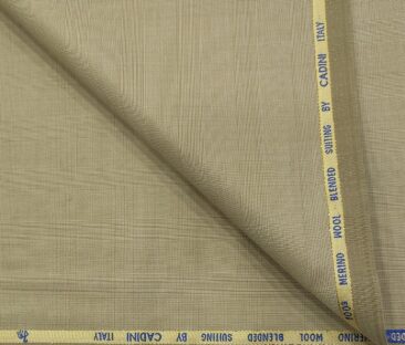 Cadini Men's Wool Checks Super 100's Unstitched Suiting Fabric (Oat Beige)