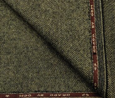 OCM Men's Wool Structured Very Thick  Unstitched Tweed Jacketing & Blazer Fabric (Greenish Brown)