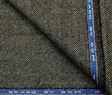 OCM Men's Wool Herringbone Very Thick  Unstitched Tweed Jacketing & Blazer Fabric (Pistachious Grey)