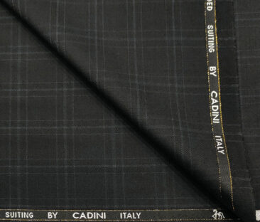 Cadini Men's Wool Checks Super 90's Unstitched Suiting Fabric (Black)