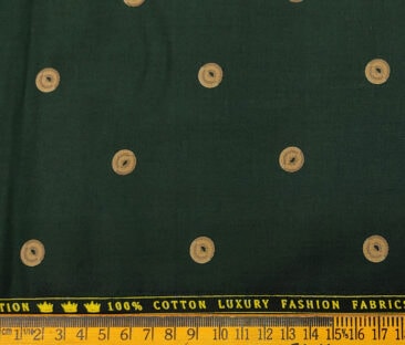 Donzito Men's Cotton Printed 2.25 Meter Unstitched Shirting Fabric (Dark Green)