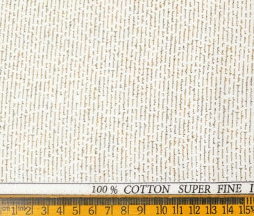 PEE GEE Men's Cotton Printed 2.25 Meter Unstitched Shirting Fabric (Milky White )