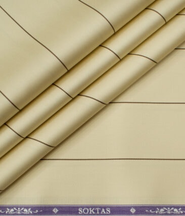 Soktas Men's Giza Cotton Striped Unstitched Shirting Fabric (Daffodil Yellow)