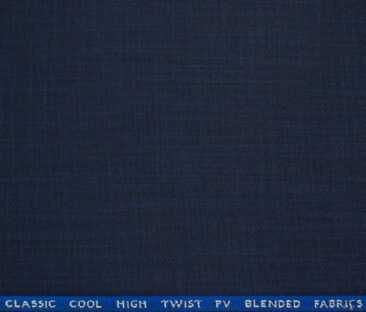 J.Hampstead Men's Polyester Viscose Self Design 3.75 Meter Unstitched Suiting Fabric (Dark Royal Blue)