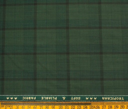 Raymond Men's Polyester Viscose Checks  Unstitched Suiting Fabric (Moss Green)