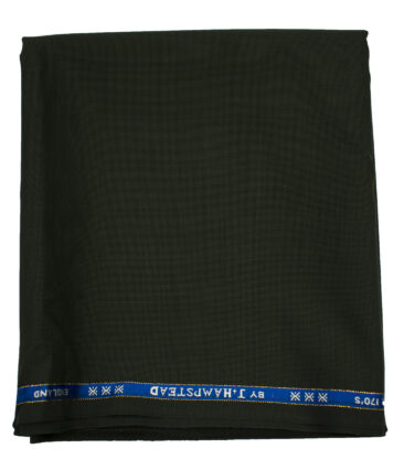 J.Hampstead Men's Wool Checks Super 170's 1.30 Meter Unstitched Trouser Fabric (Black)