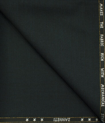 J.Hampstead Men's Wool Checks 1.30 Meter Unstitched Trouser Fabric (Dark Sea Green)