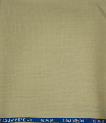 J.Hampstead Men's Wool Structured Super 170's 1.30 Meter Unstitched Trouser Fabric (Cream)