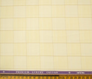 Soktas Men's Giza Cotton Checks 2 Meter Unstitched Shirting Fabric (Yellow)