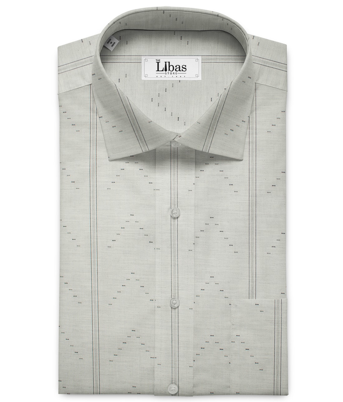 Soktas Men's Giza Cotton Striped 2 Meter Unstitched Shirting Fabric (Light Grey)