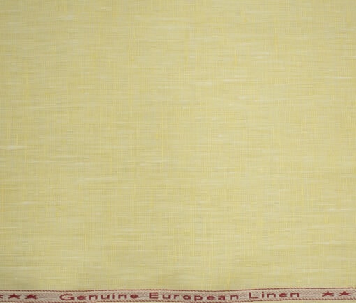 Linen Club Men's European Linen 60 LEA Self Design 2.25 Meter Unstitched Shirting Fabric (Daffodil Yellow)