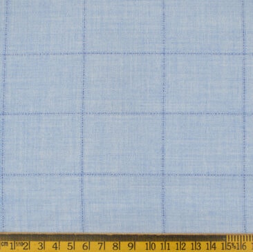 Don & Julio Men's Terry Rayon Checks 3.75 Meter Unstitched Suiting Fabric (Sky Blue)