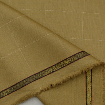 Siyaram's Men's Terry Rayon Checks 3.75 Meter Unstitched Suiting Fabric (Granola Beige)