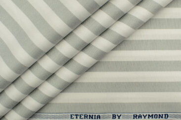 Raymond Men's  Cotton Striped 2.25 Meter Unstitched Shirting Fabric (White)