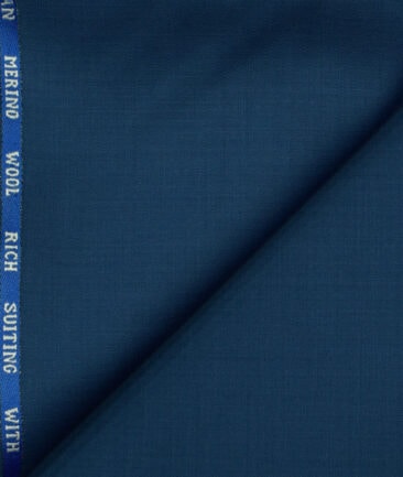 J.Hampstead Men's Wool Solids Super 130's1.30 Meter Unstitched Trouser Fabric (Royal Blue)