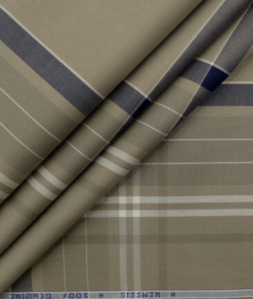 Nemesis Men's Luxury Cotton Checks 2.25 Meter Unstitched Shirting Fabric (Brown)