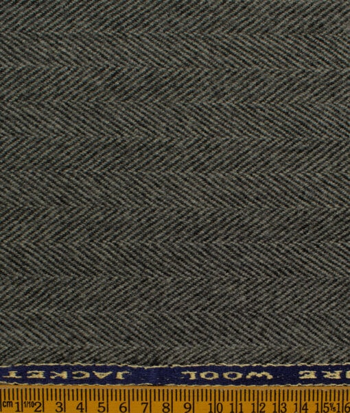 OCM Men's Wool Herringbone Very Thick  2 Meter Unstitched Tweed Jacketing & Blazer Fabric (Grey)