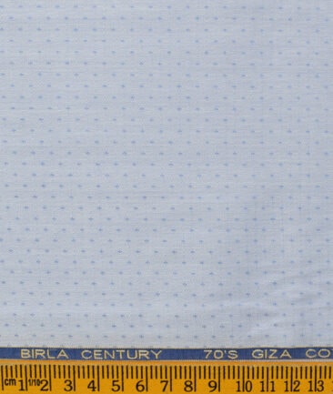 Birla Century Men's Giza Cotton Self Design 2.25 Meter Unstitched Shirting Fabric (Light Blue)