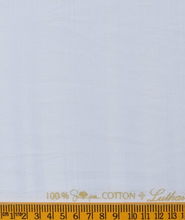 Luthai Men's Supima Cotton Striped 2.25 Meter Unstitched Shirting Fabric (Cream)