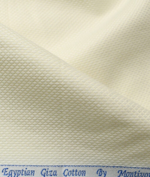 Monti Vora Men's Giza Cotton Structured 2.25 Meter Unstitched Shirting Fabric (Cream)